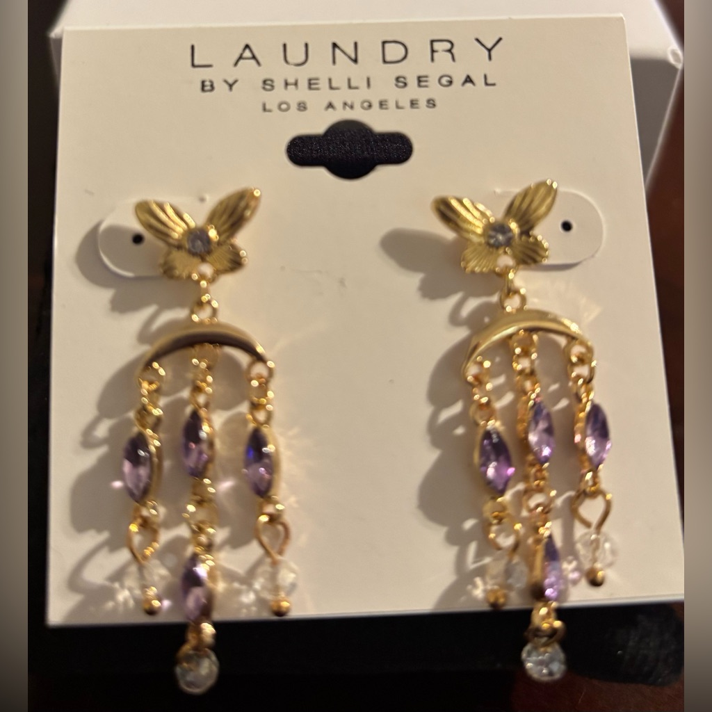 Laundry By Shelli Segal Gold And Purple Chandelier Earrings 25$